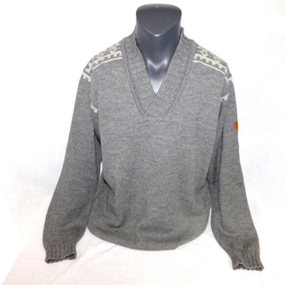 Dale of Norway Gray Wool Fair Isle V neck Ski Sweater XXL 2015 Norwegian Team - Picture 1 of 16